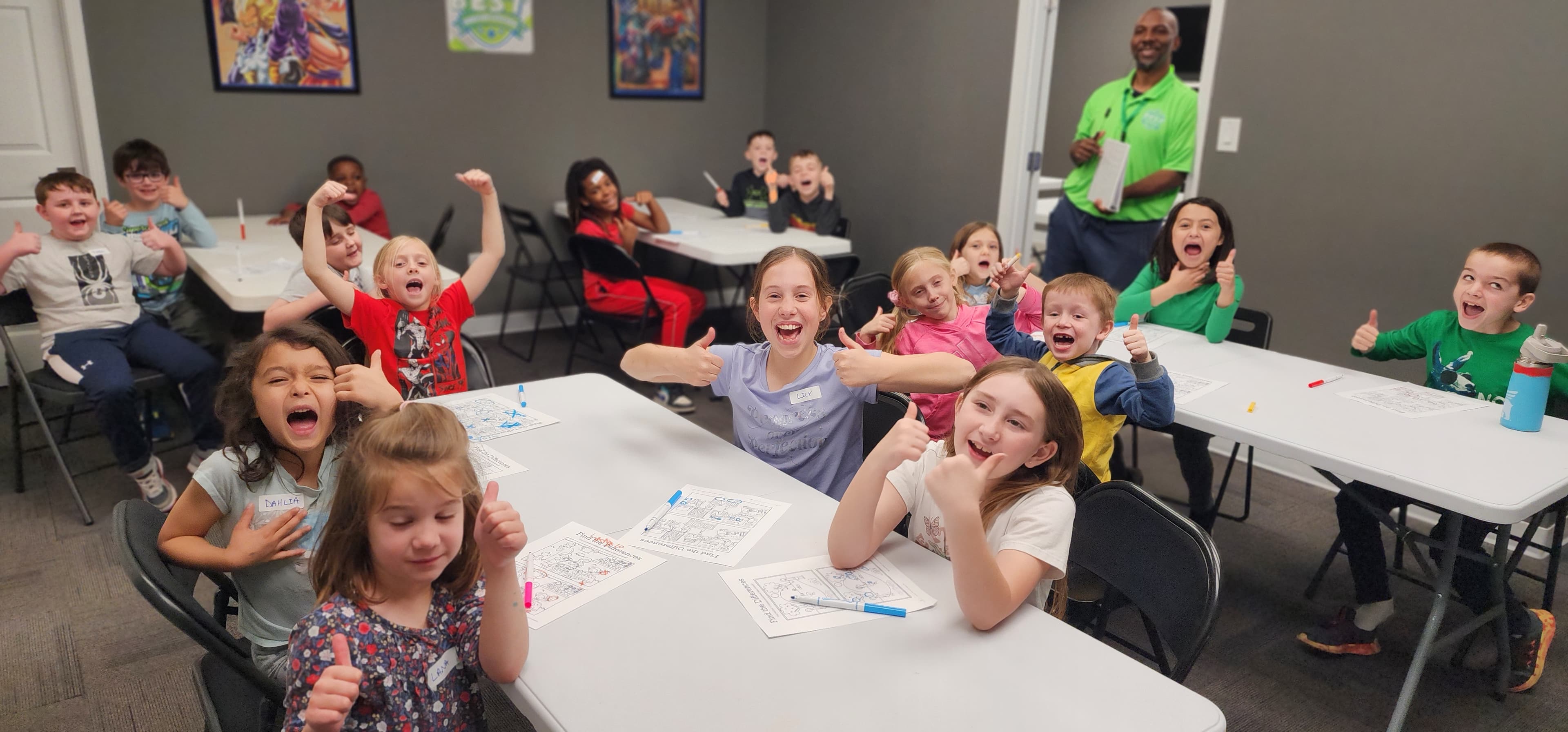 Campers enjoying an indoor group activity